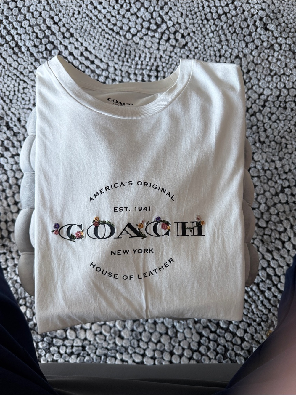 Coach White Tee with Floral-Accented Logo